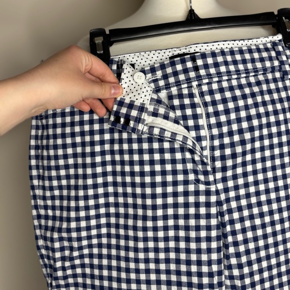 Talbots Women's Navy and White Gingham Cropped Pants - Picture 3 of 9